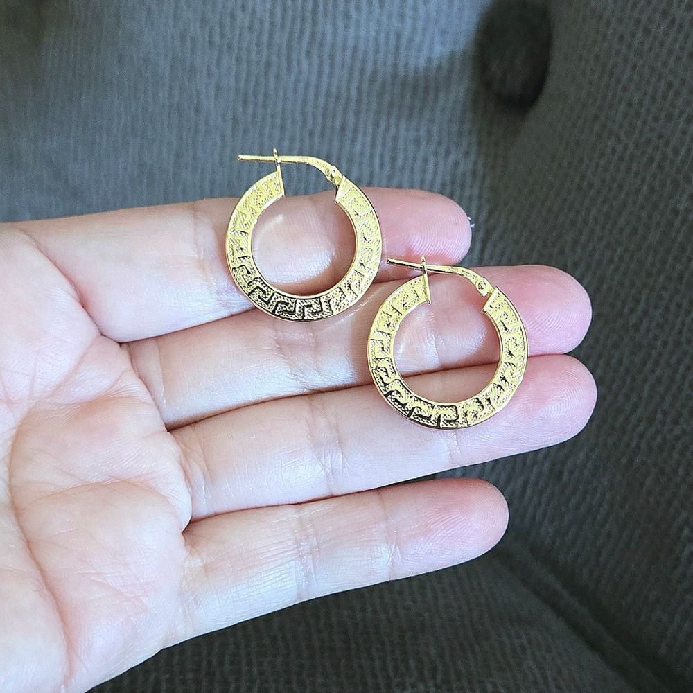 Mia Fiore Gold💛 Greek🇬🇷 Key🔑 Hoop Earrings - Picture 4 of 16